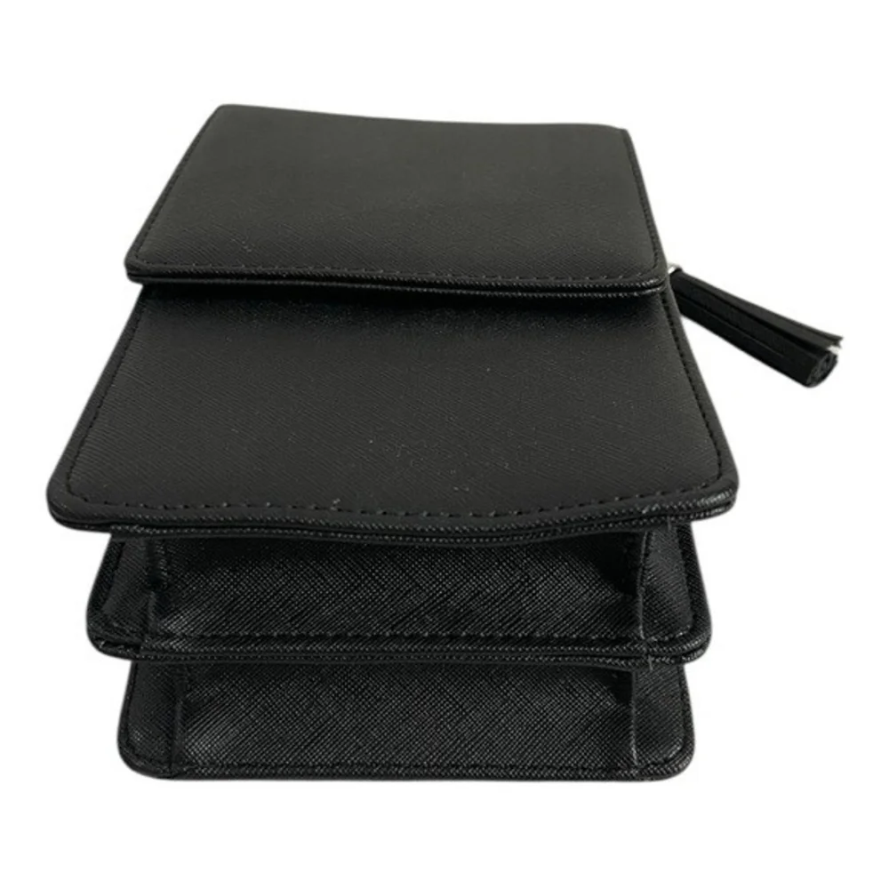 Women’s Small Black PU Leather Crossbody Mini Messenger Bag Wallet NWOT